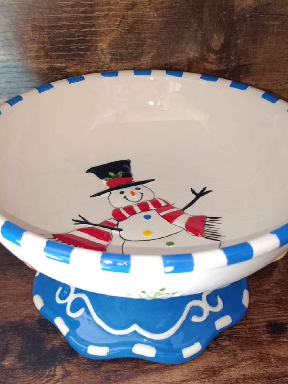Studio 33 Snowmen Bowl on a Pedestal